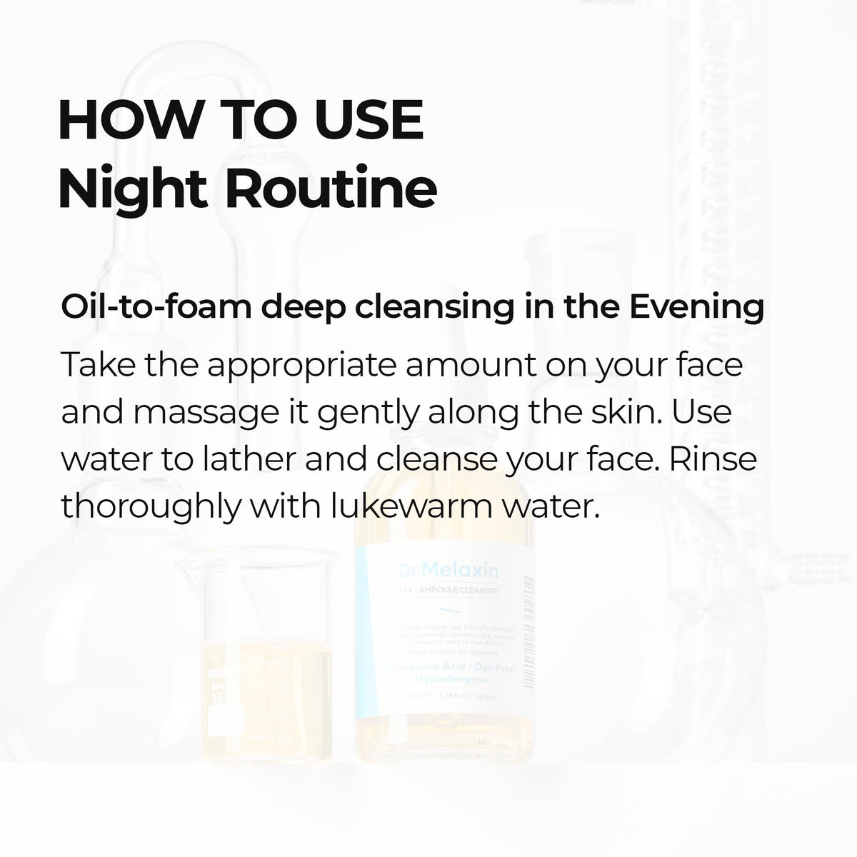Dr.Melaxin TX Ampoule Cleanser on skin demonstrates gentle cleansing