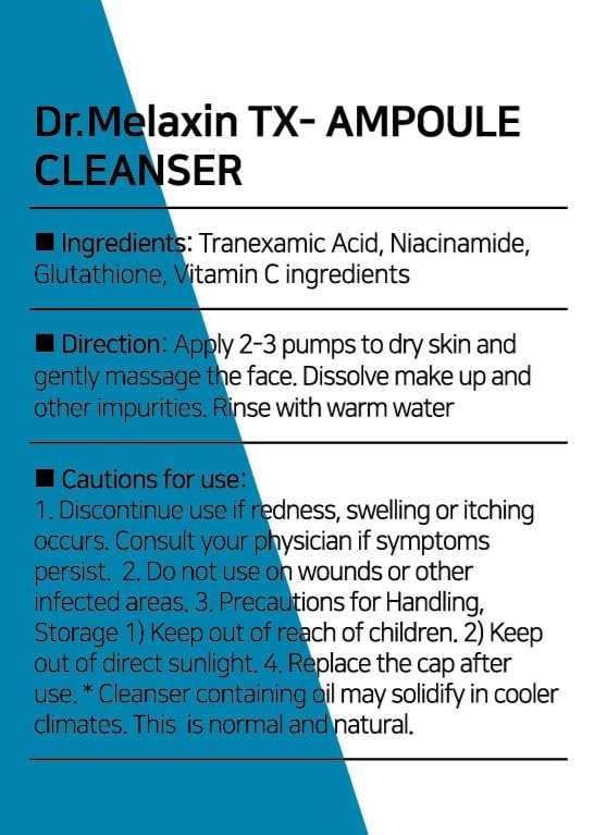 Dr.Melaxin TX Ampoule Cleanser packaging box showcases premium design