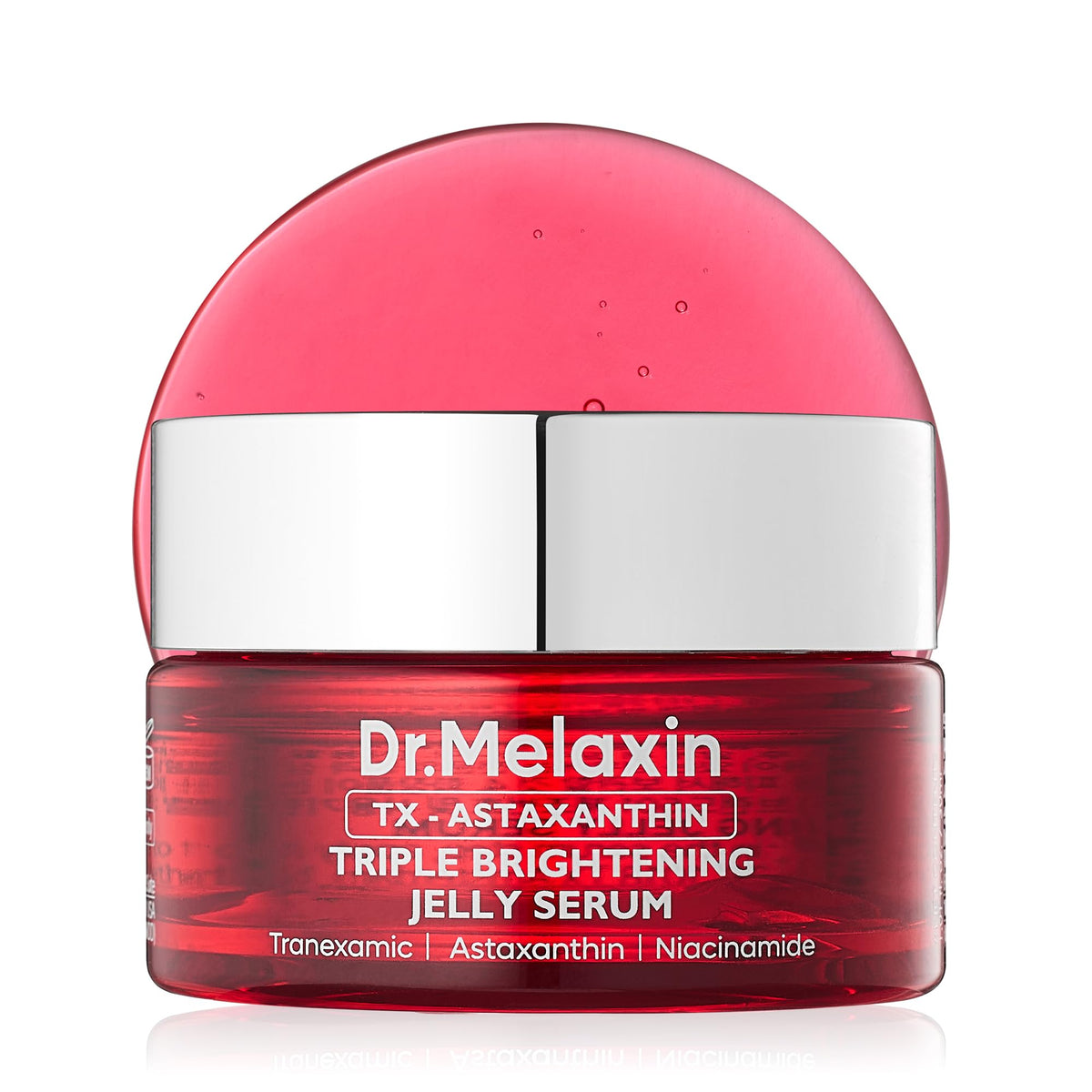 Dr.Melaxin TX Astaxanthin Serum bottle promotes even tone and hydration.