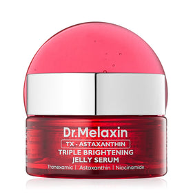 Dr.Melaxin TX Astaxanthin Serum bottle promotes even tone and hydration.