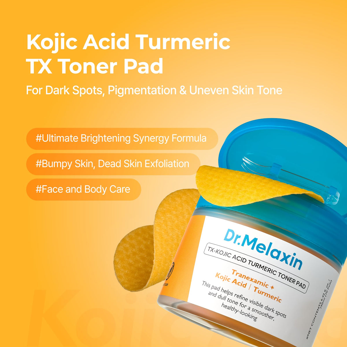 Dr.Melaxin TX Kojic Toner Pads application scene on clean skin
