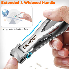 DRMODE extended anti-slip handle reduces effort when clipping hard nails.