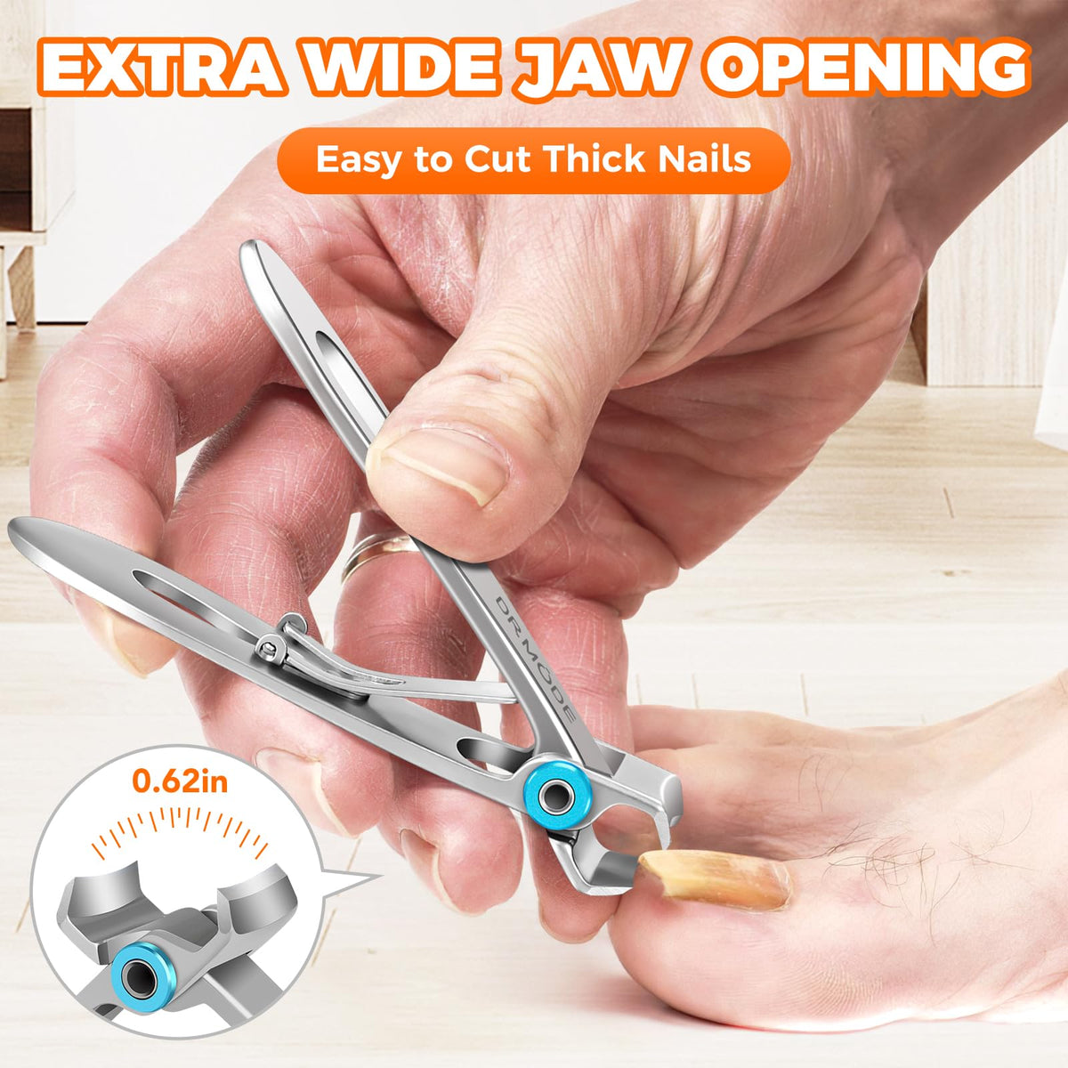 DRMODE ingrown toenail clippers curved blade fits nail shape and prevents snagging.