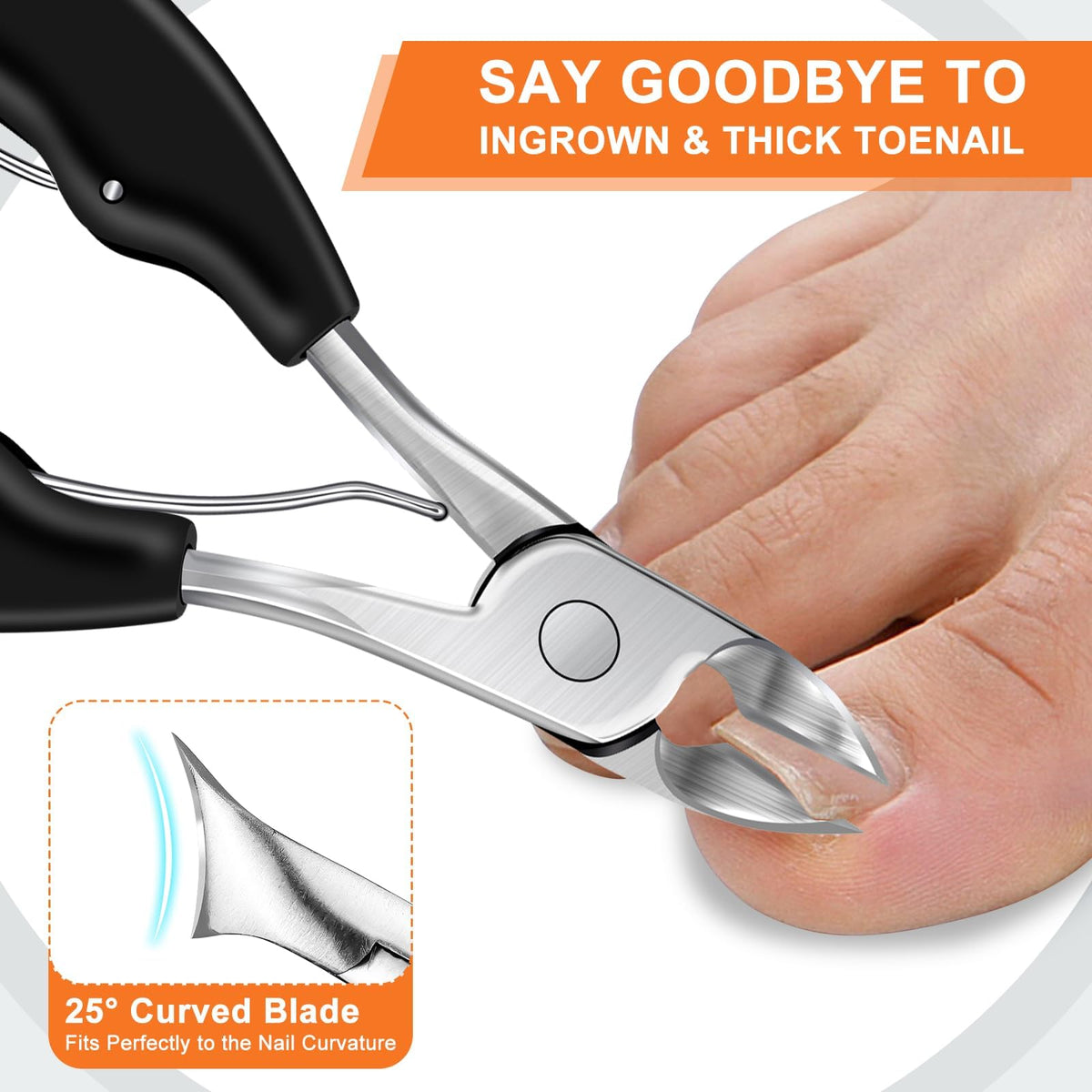 DRMODE curved blade clippers provide precise trimming for ingrown nails.
