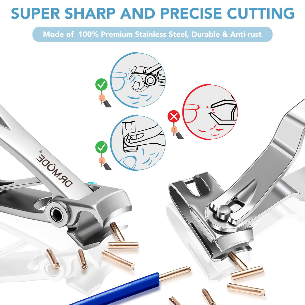 DRMODE ultra sharp stainless steel blade for clean cuts.