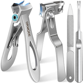 DRMODE wide jaw nail clippers for thick nails; easy grip.