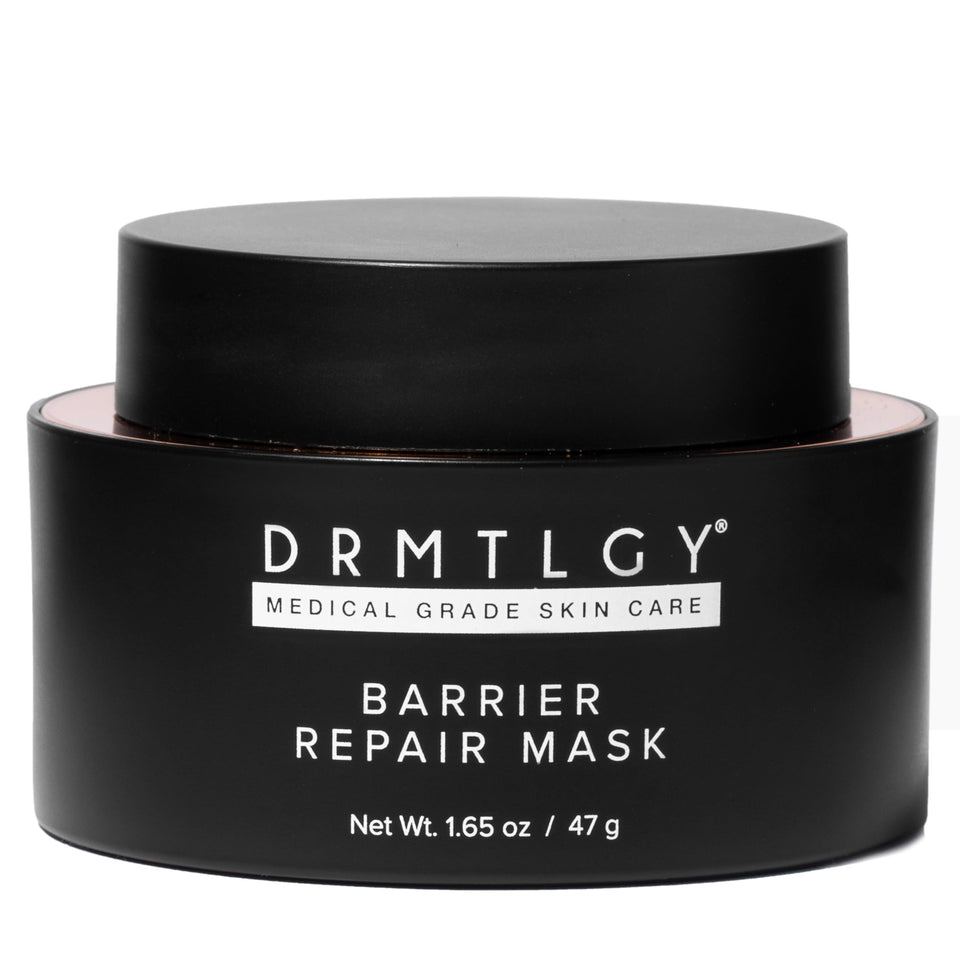 DRMTLGY Barrier Repair Mask close-up showing creamy texture for deep hydration.