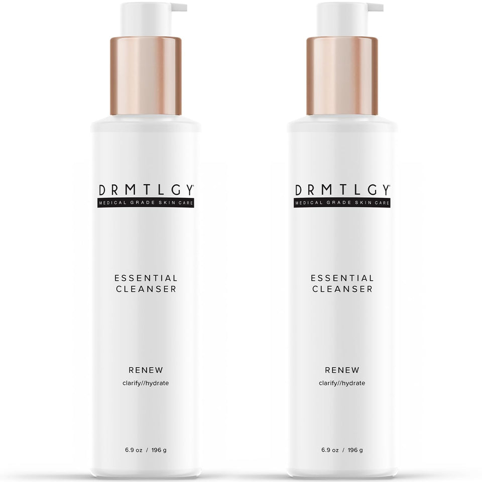 DRMTLGY Essential Cleanser bottle front for daily hydration.