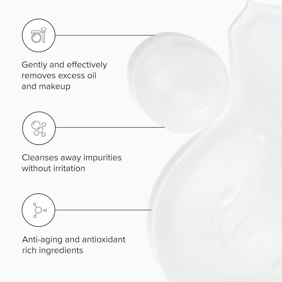 DRMTLGY Essential Cleanser foam close-up for gentle cleansing.
