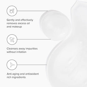 DRMTLGY Essential Cleanser foam close-up for gentle cleansing.