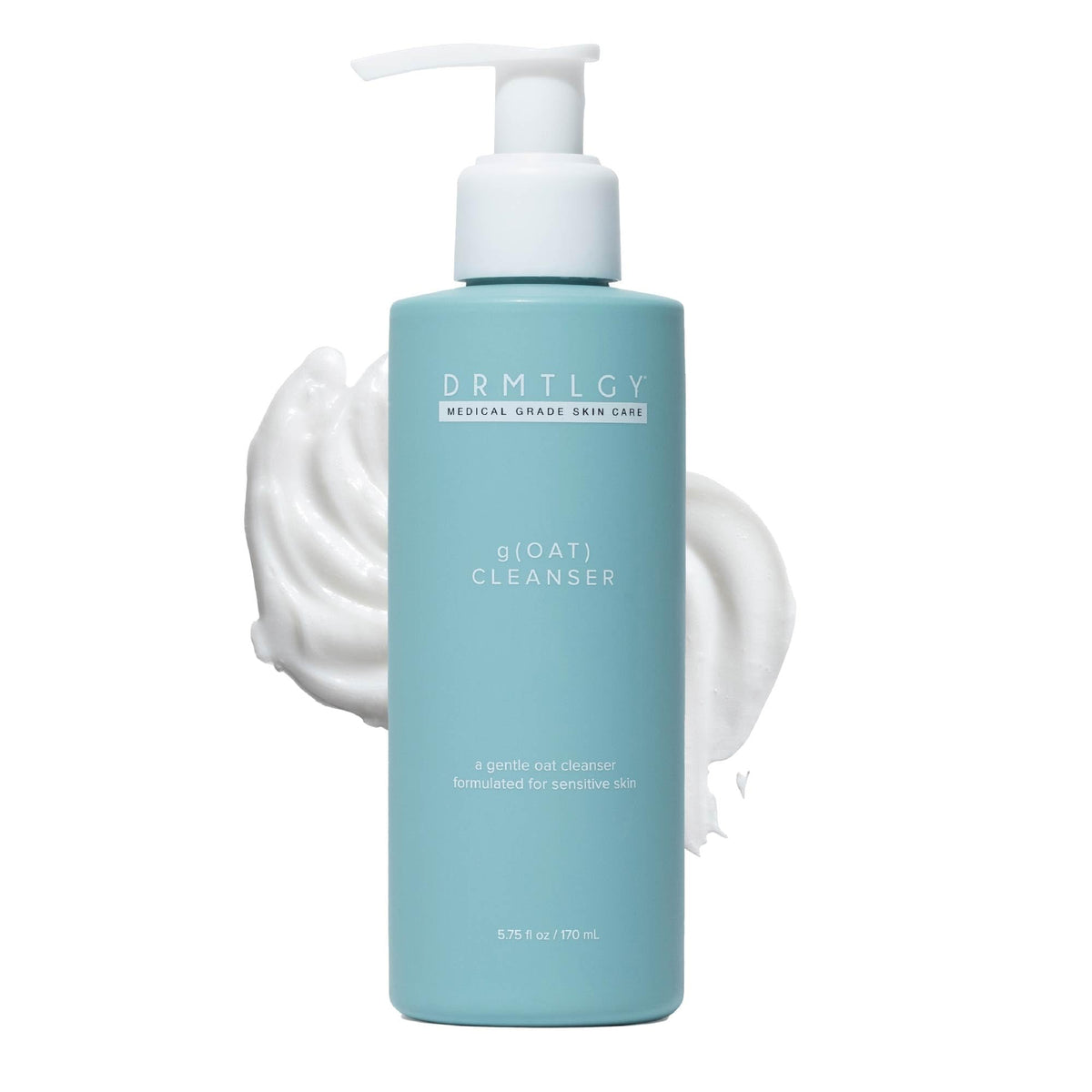 DRMTLGY gOAT Cleanser bottle close-up, fragrance-free for sensitive skin