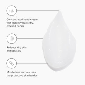 DRMTLGY hand cream application—soothes dry skin during daily tasks.