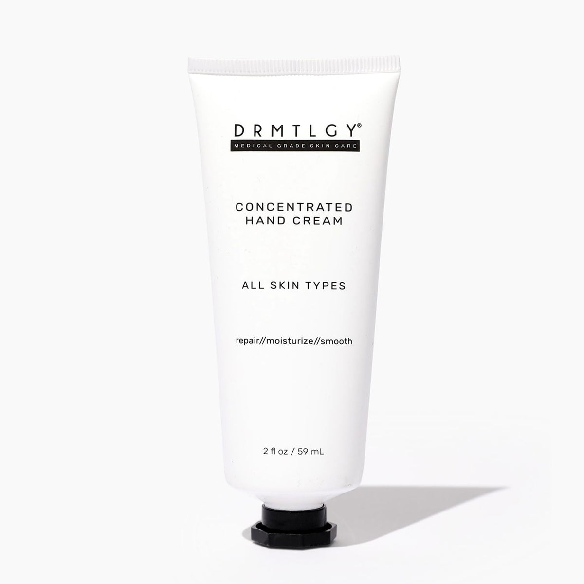DRMTLGY hand cream bottle—fragrance-free moisturizer for dry hands.