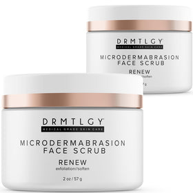 DRMTLGY microdermabrasion scrub packaging highlights at home exfoliation for smoother skin.