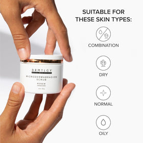 DRMTLGY scrub pumice granules deliver non abrasive exfoliation for daily use.