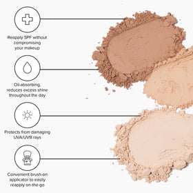 DRMTLGY Radiance Powder brush-on application showing quick coverage.