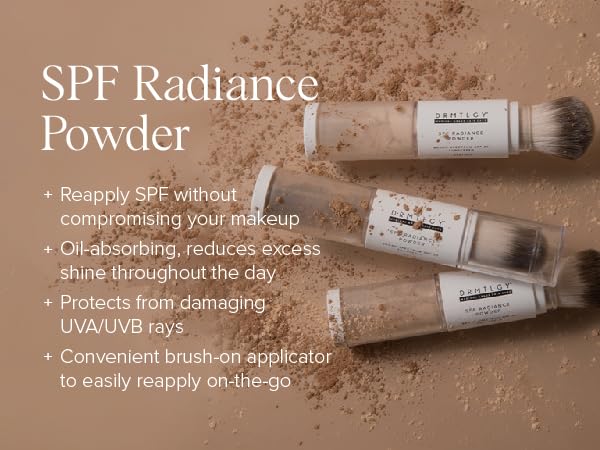 DRMTLGY Radiance Powder oil-absorption action on oily skin.