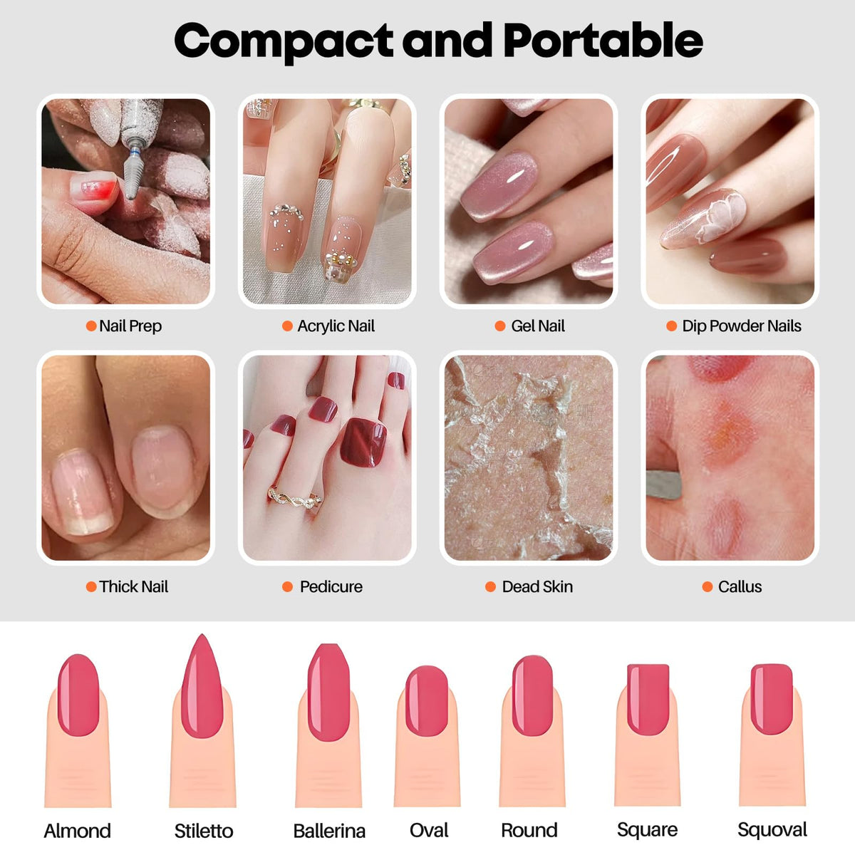 Droyek portable nail file handheld for at‑home manicures with quiet operation.