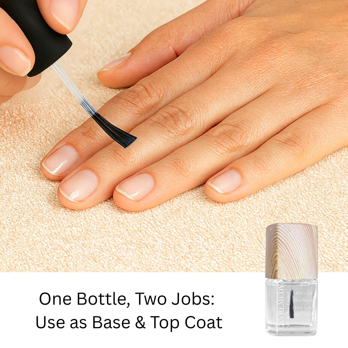 Dr.'s Remedy base coat and calming top coat deliver lasting shine