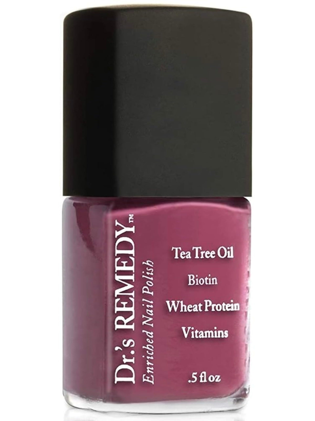 Dr.'s Remedy Brave Berry bottle closeup shows vibrant color and non-toxic formula for healthier nails.
