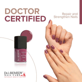 Dr.'s Remedy Brave Berry color swatch highlights a bold shade with long-lasting shine.