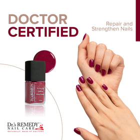Dr.’s Remedy Cheerful Cherry polish brush applying for precise, smooth coverage