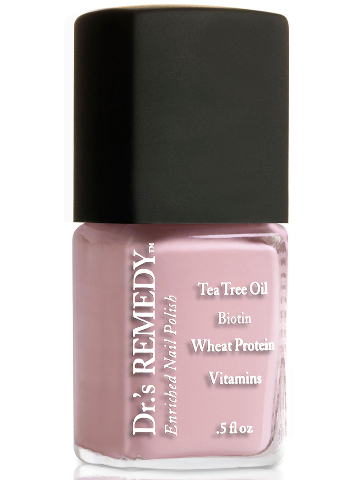 Dr.’s Remedy Beloved Blush bottle swatch shows long-lasting, high-gloss color.