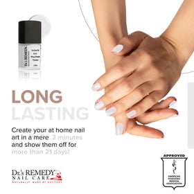 Close-up of nails with Dr.'s Remedy Enriched Nail Polish displaying durable wear.