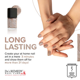 Dr.'s Remedy Enriched Nail Polish bottle shows brilliant shine and long-lasting wear