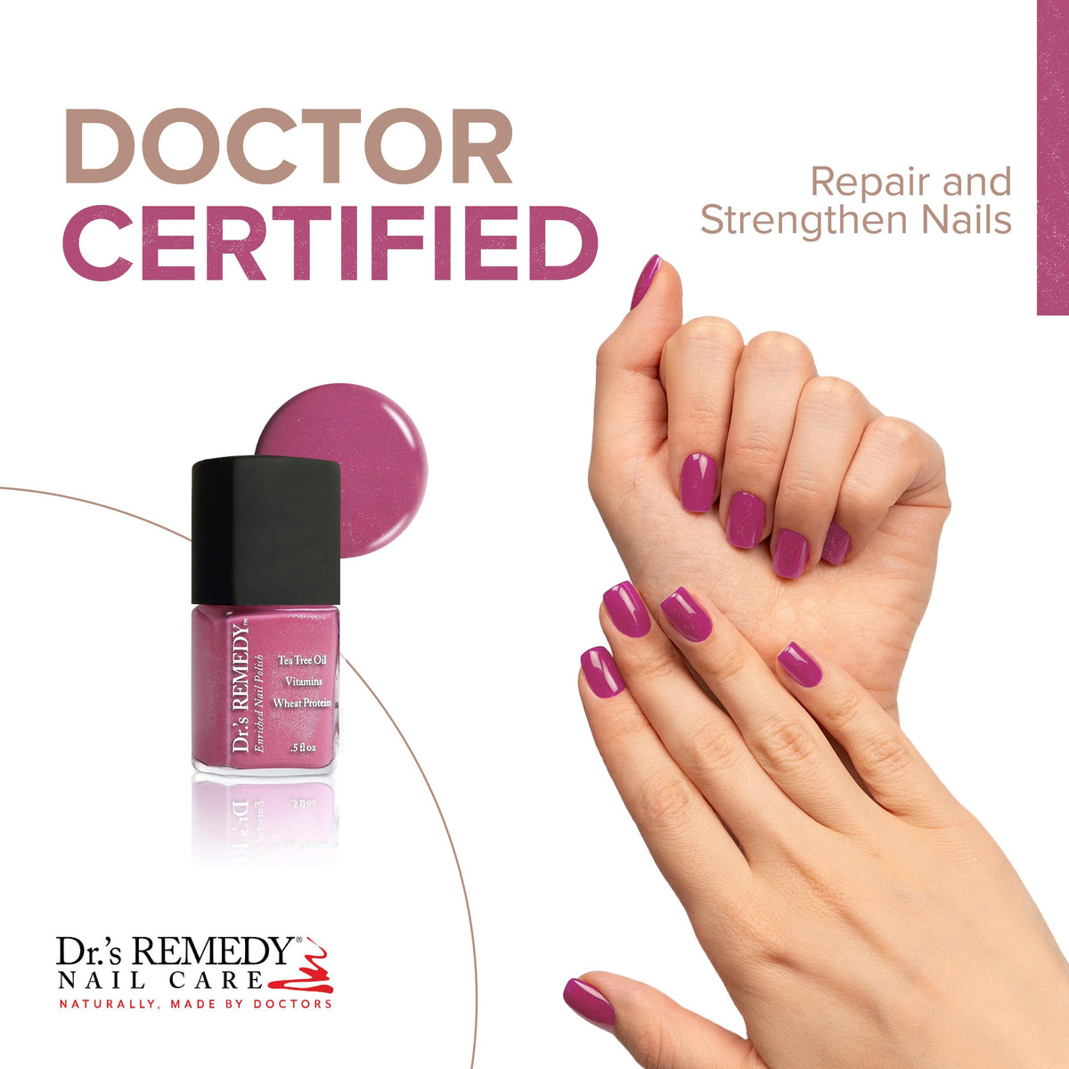 Dr.’s Remedy enriched polish brush applying a smooth, even coat