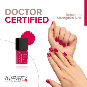 Dr.'s Remedy Enriched Nail Polish brush applying for quick-dry, lasting color.