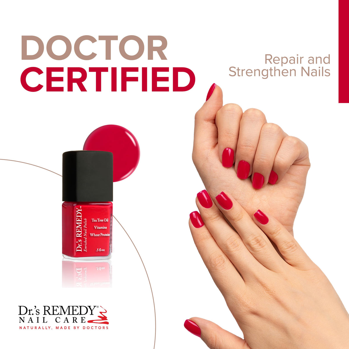 Dr.’s Remedy enriched brush-appplied finish for precise nails and quick-dry wear