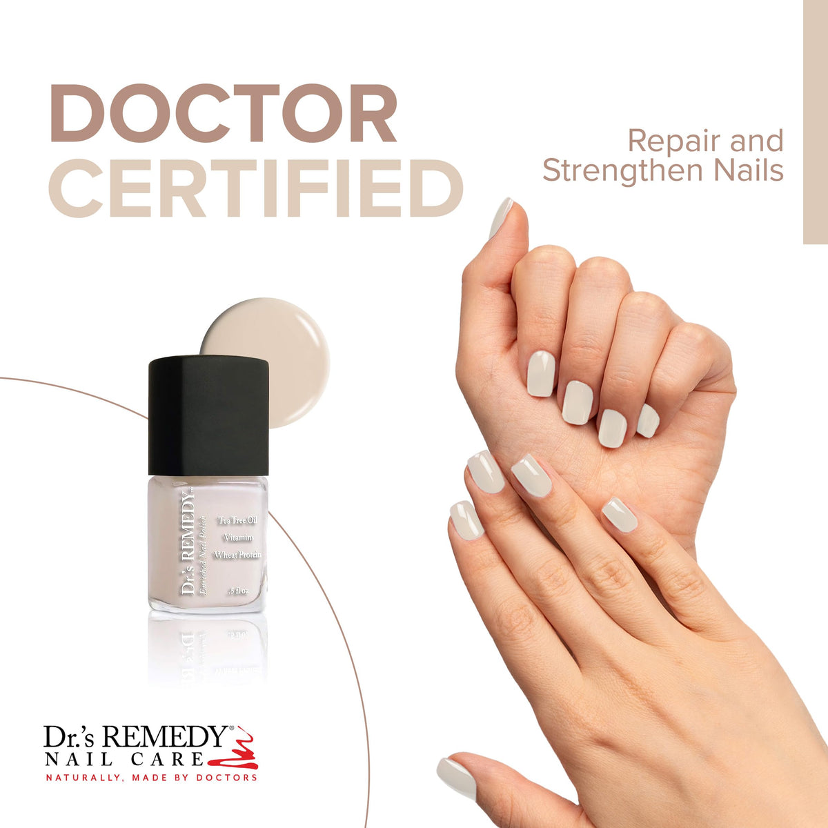 Dr.'s Remedy brush-application shows smooth, even coverage for quick results.