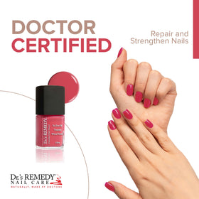 Dr.’s Remedy Enriched Nail Polish brush in action for smooth, precise application.