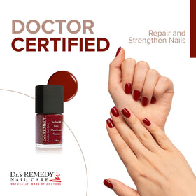 Dr.'s Remedy Enriched Nail Polish Remedy Red brush stroke shows smooth application and shine.