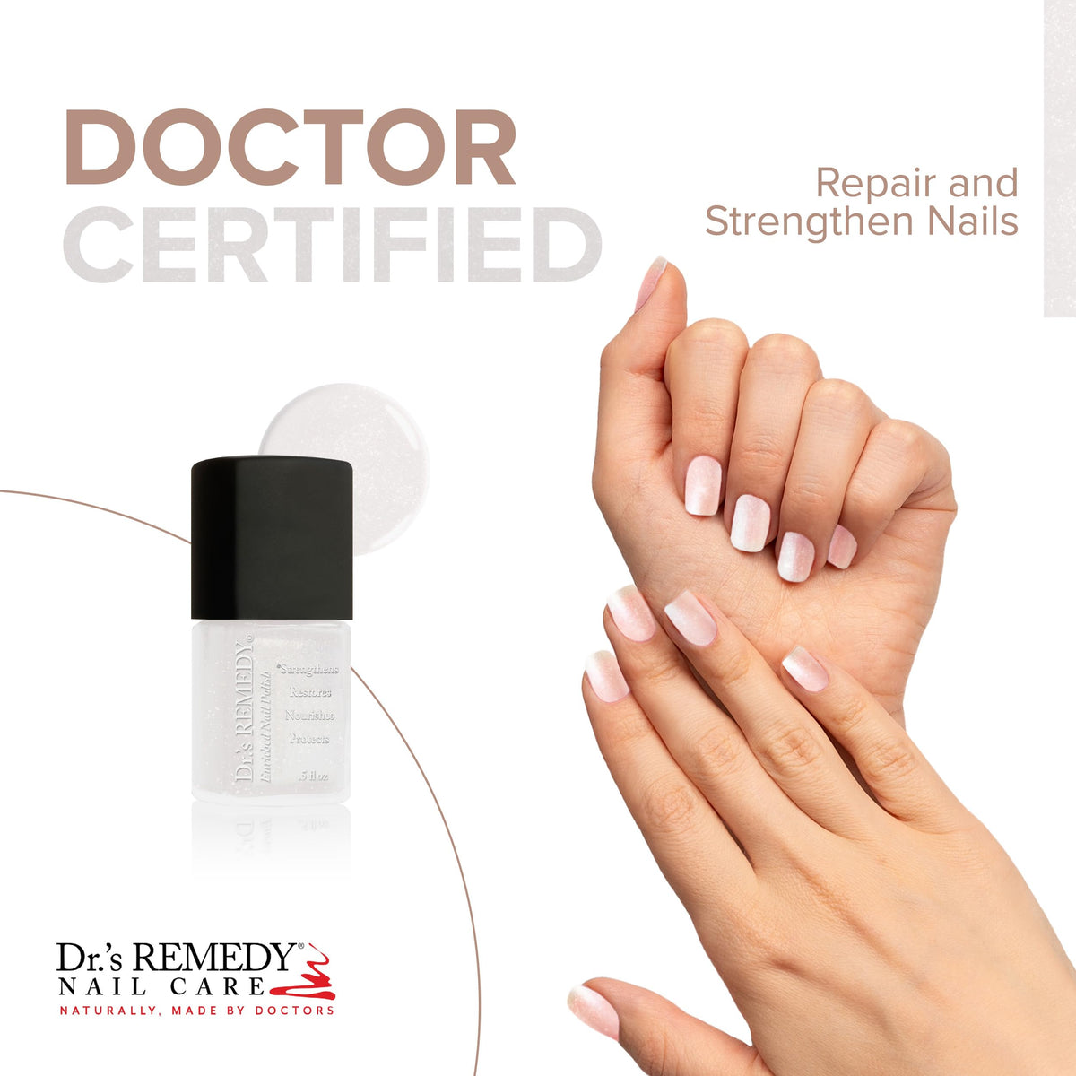 Dr.'s Remedy Enriched Nail Polish brush demonstrates quick-dry application and smooth coverage.
