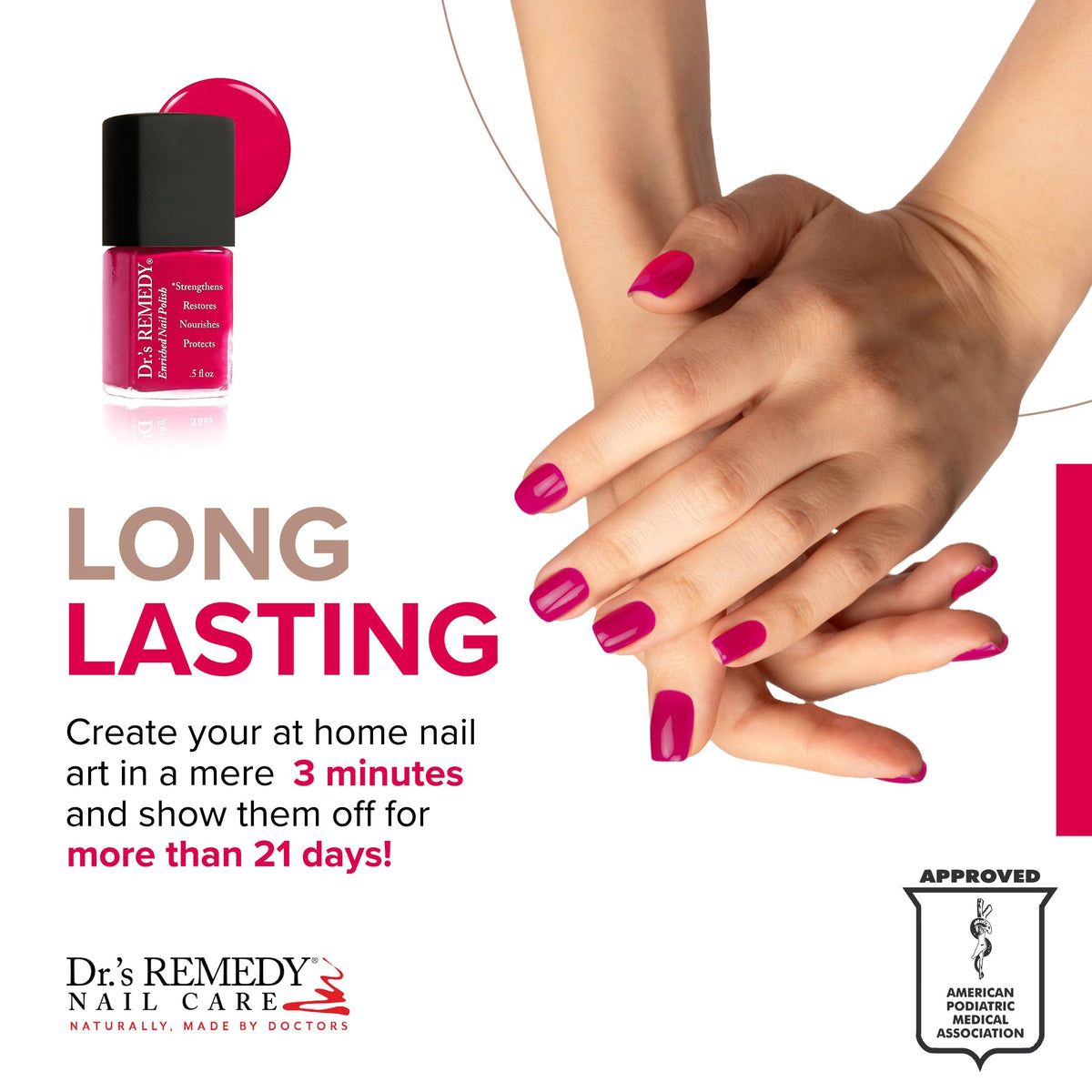 Dr.'s Remedy Enriched Nail Polish close-up shows brilliant shine and smooth finish.