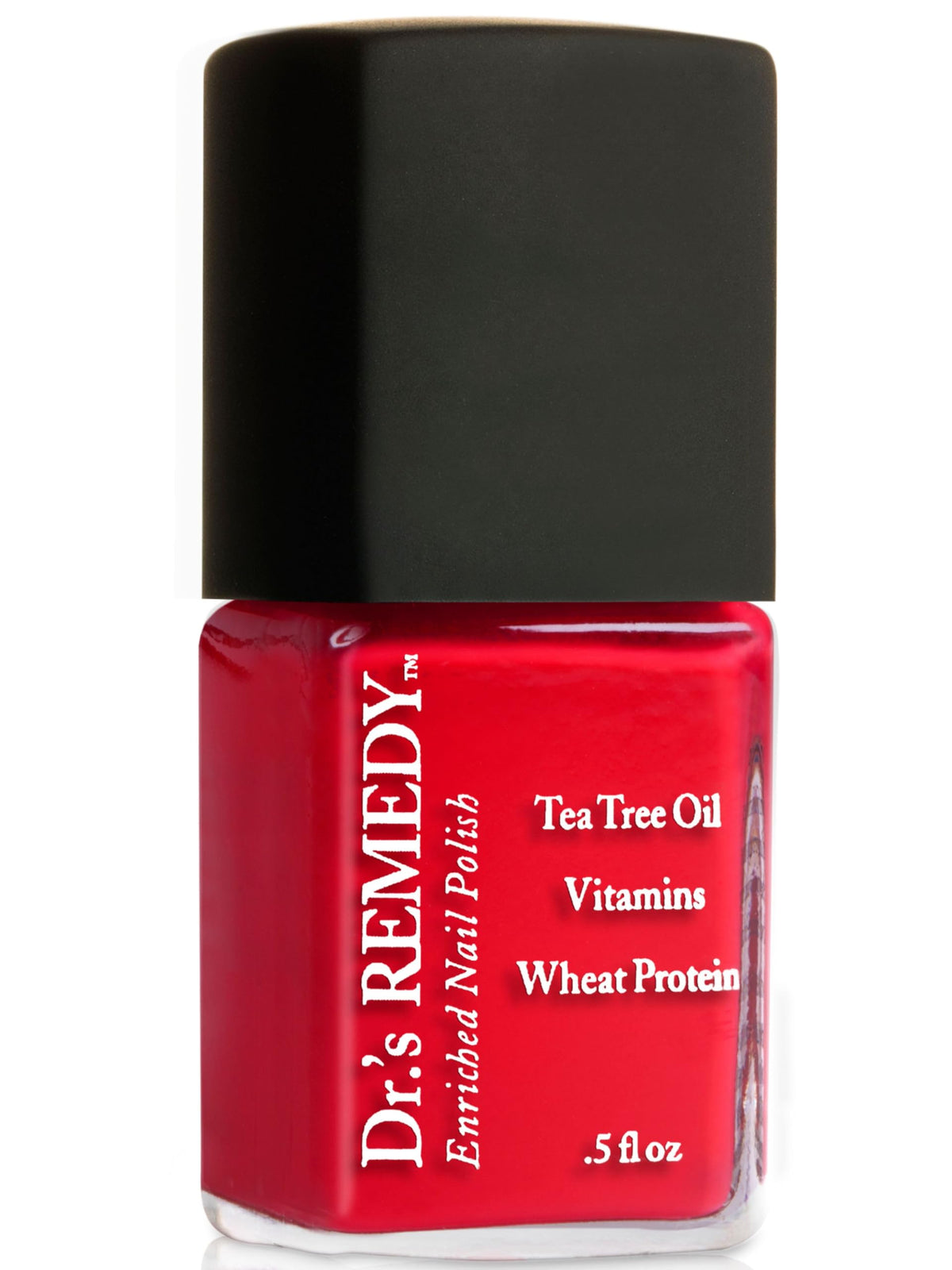Dr.’s Remedy Coral Red nail polish with brilliant shine and long-lasting color