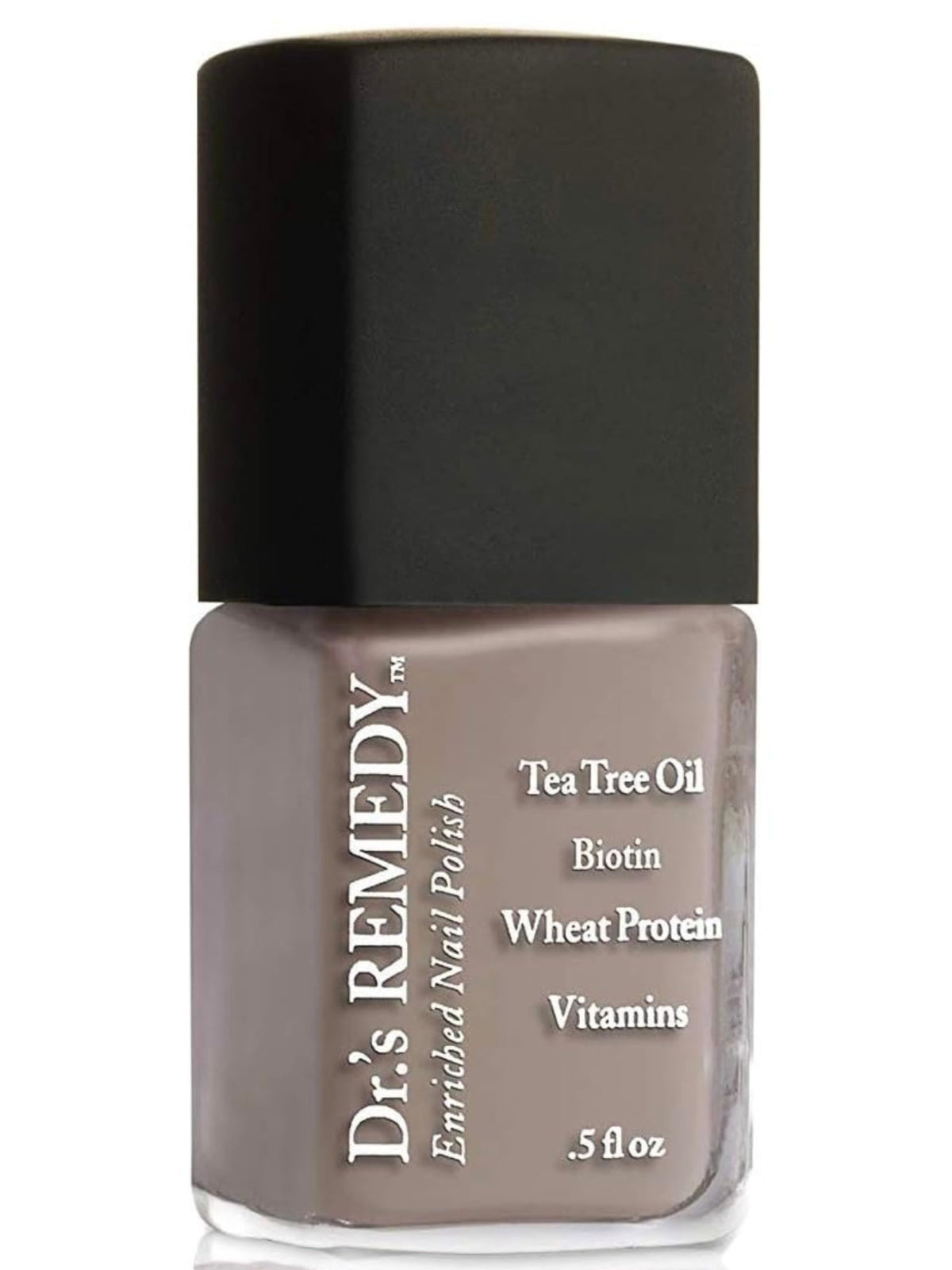 Dr.'s Remedy Cozy Café nail polish bottle with rich non-fading color