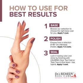 Dr.’s Remedy Enriched Nail Polish glossy finish after quick-dry formula.