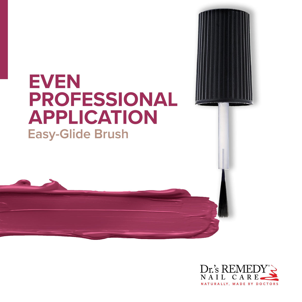 Dr.'s Remedy close-up shows glossy finish and fortified nails via botanical ingredients