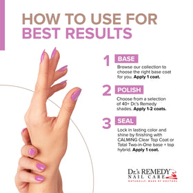 Dr.'s Remedy Enriched Nail Polish Magnificent Magenta dries quickly for minimal wait time.