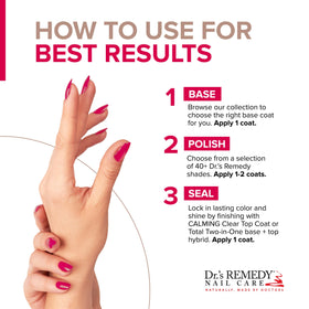 Nails after applying Dr.'s Remedy Enriched Nail Polish Watermelon shade with even color.