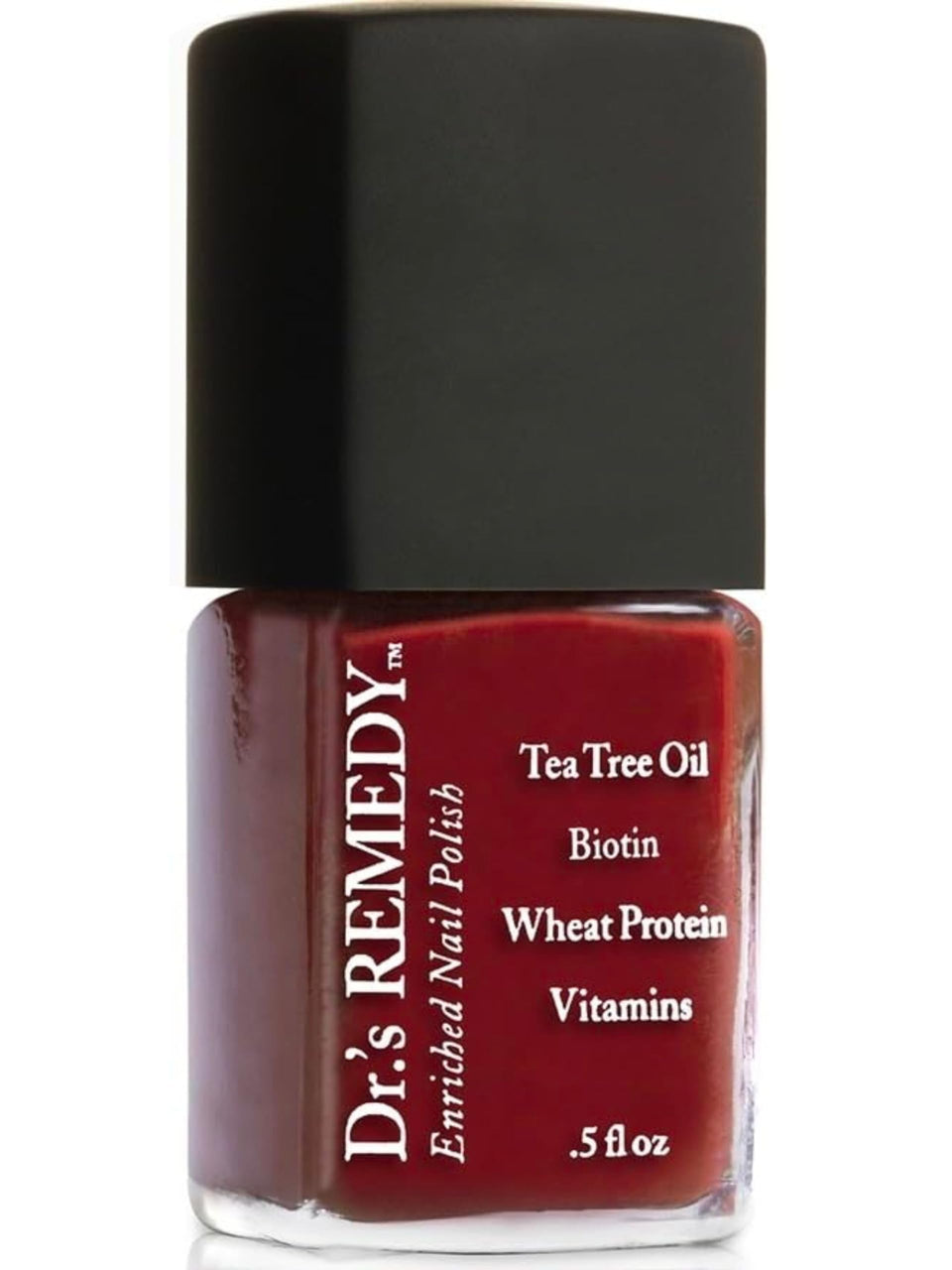 Dr.'s Remedy Enriched Nail Polish Remedy Red bottle displays rich color and doctor-formulated care.