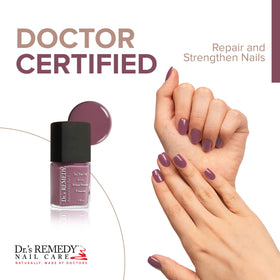 Dr.’s Remedy Enriched Nail Polish swatch in vibrant shade offers lasting shine.