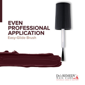 Dr.’s Remedy Merlot nails showcase a high-gloss shine with hydration.