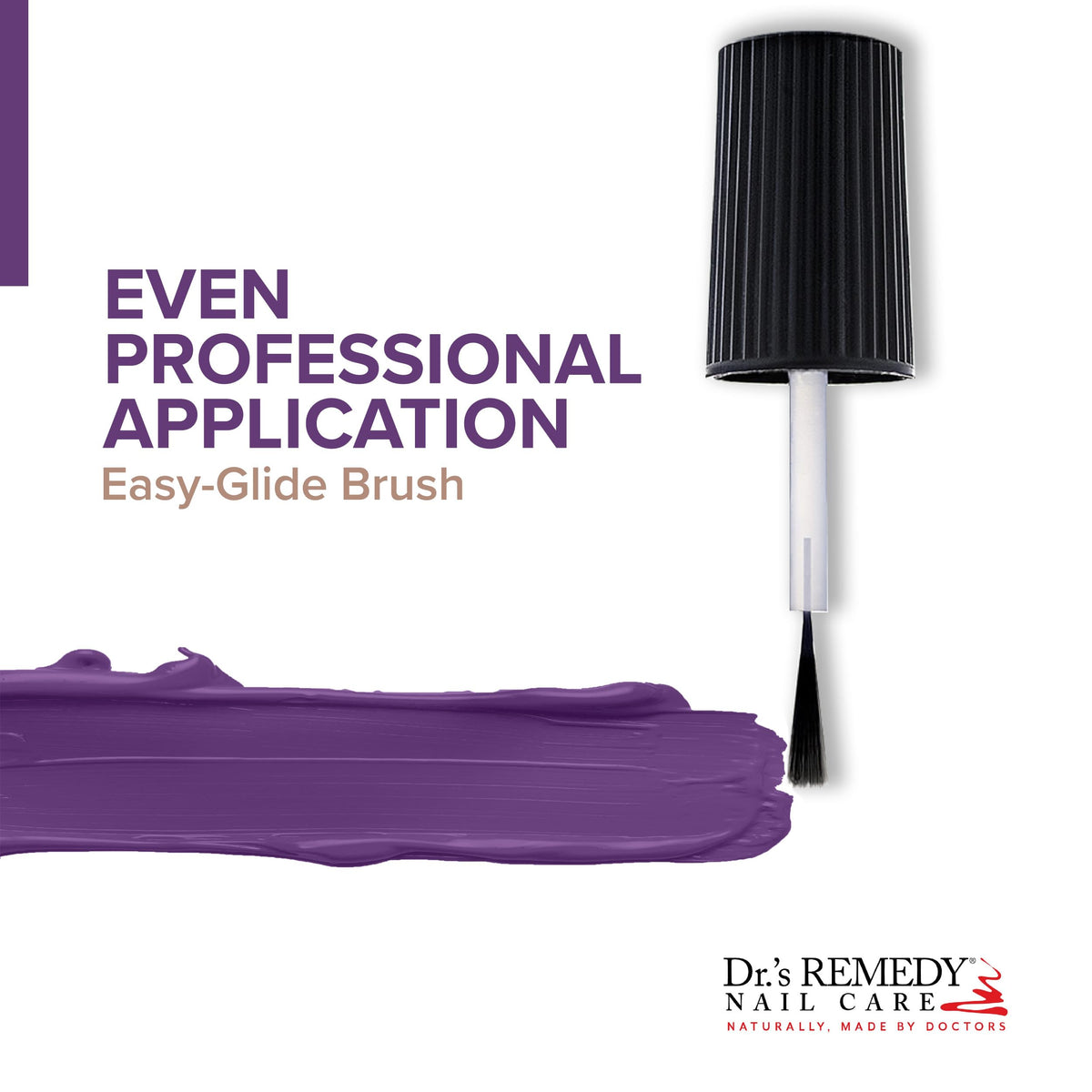 Dr.’s Remedy nail polish on nail demonstrates quick dry and brilliant finish.