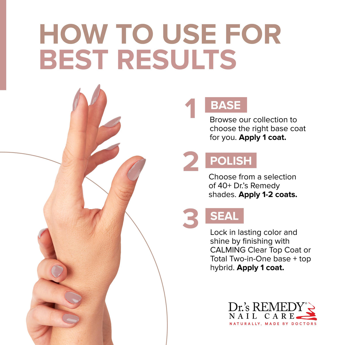 Dr.'s Remedy nail strengthener trio in vegan, cruelty-free formula for clean beauty.
