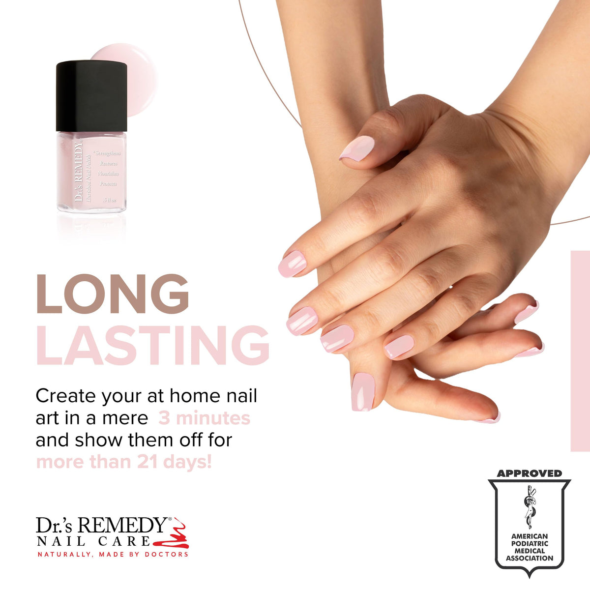 Dr.'s Remedy Positively Perfect Pink Trio POSITIVE Pink bottle offering a gentle pink finish.