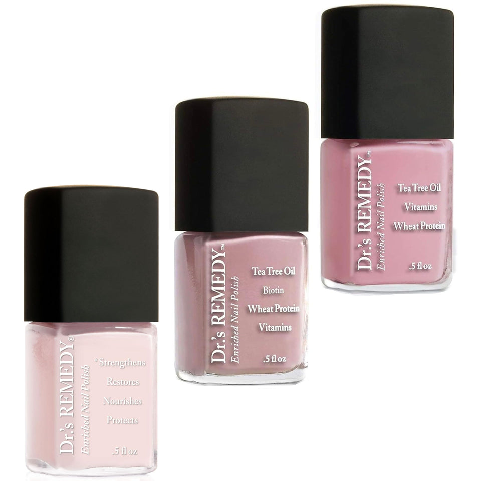 Dr.'s Remedy Positively Perfect Pink Trio RESILIENT Rose bottle for natural nail strengthening at home.